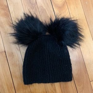 Topshop Faux Fur Double Pom Pom Beanie